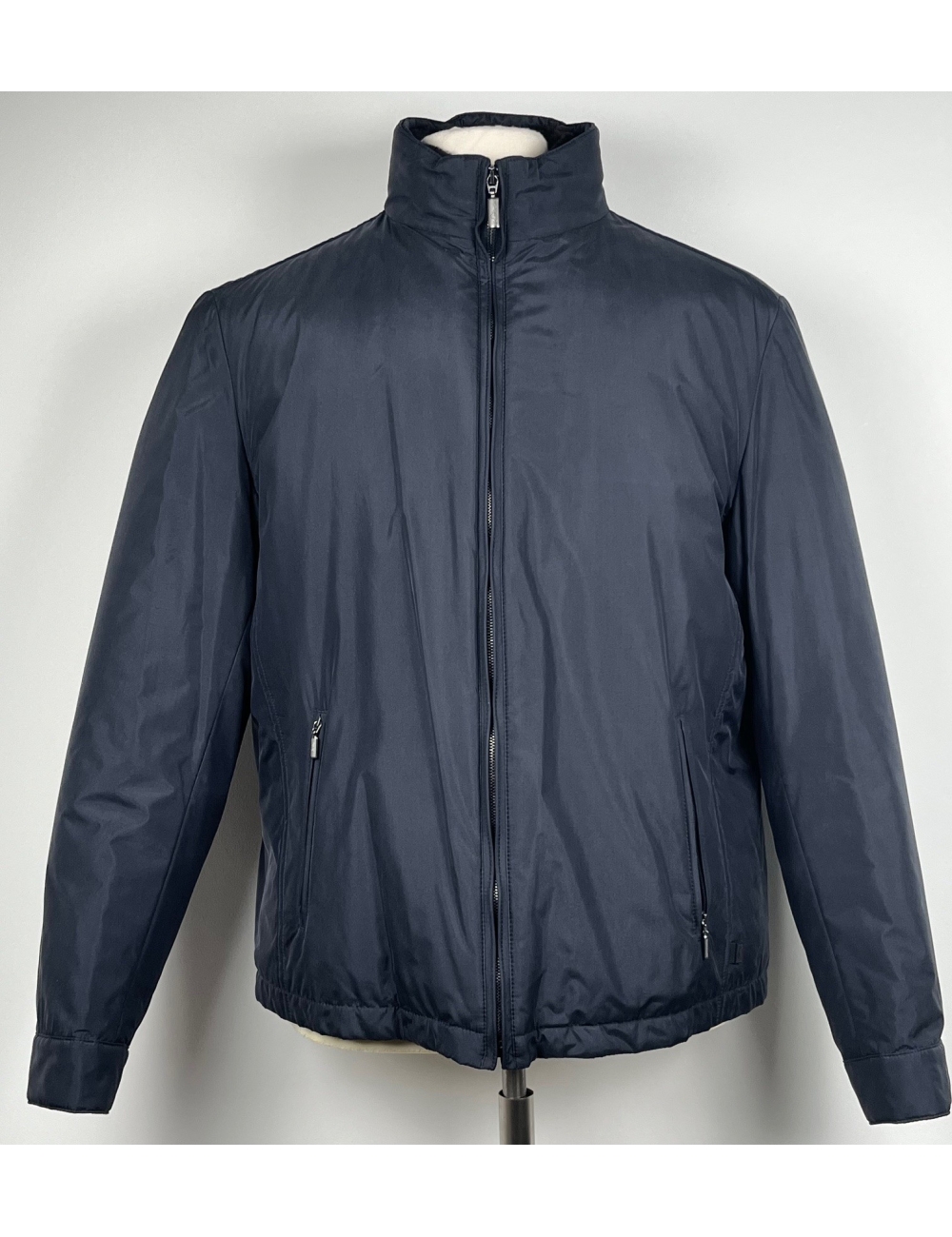 Blouson marine avec doublure amovible fourrure lapin