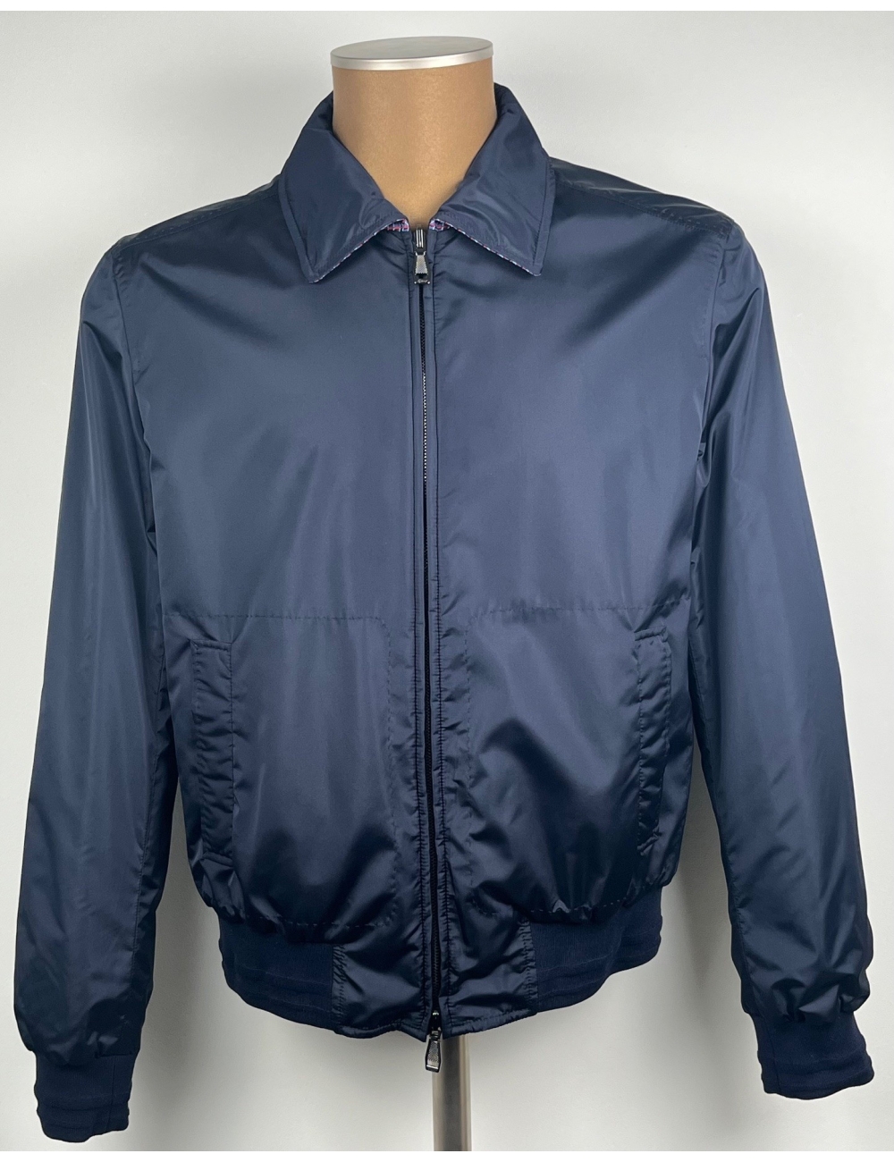 Blouson sport type bomber réversible marine et bleu/violet/rouge