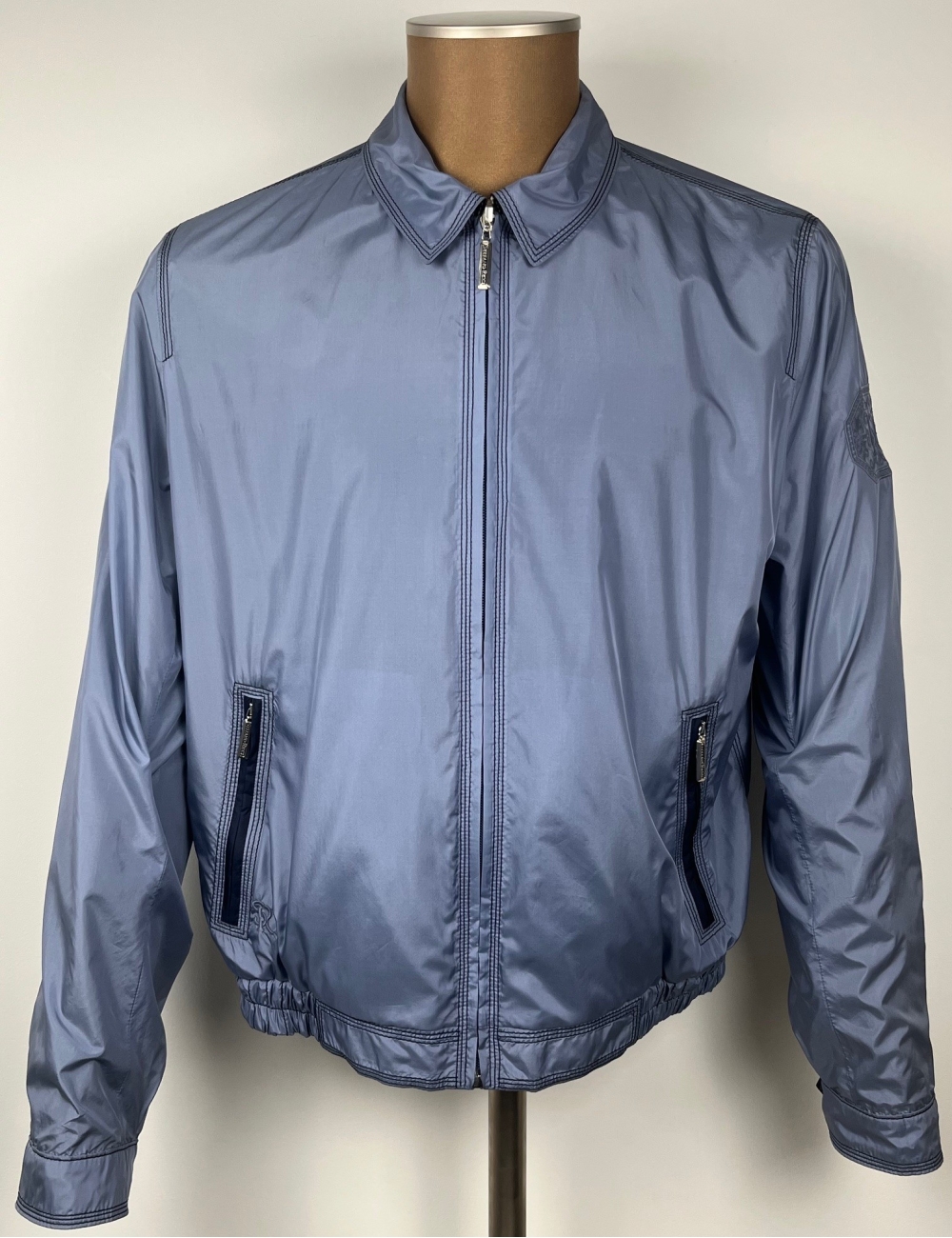 Blouson léger sport réversible, déperlante, marine et bleu clair