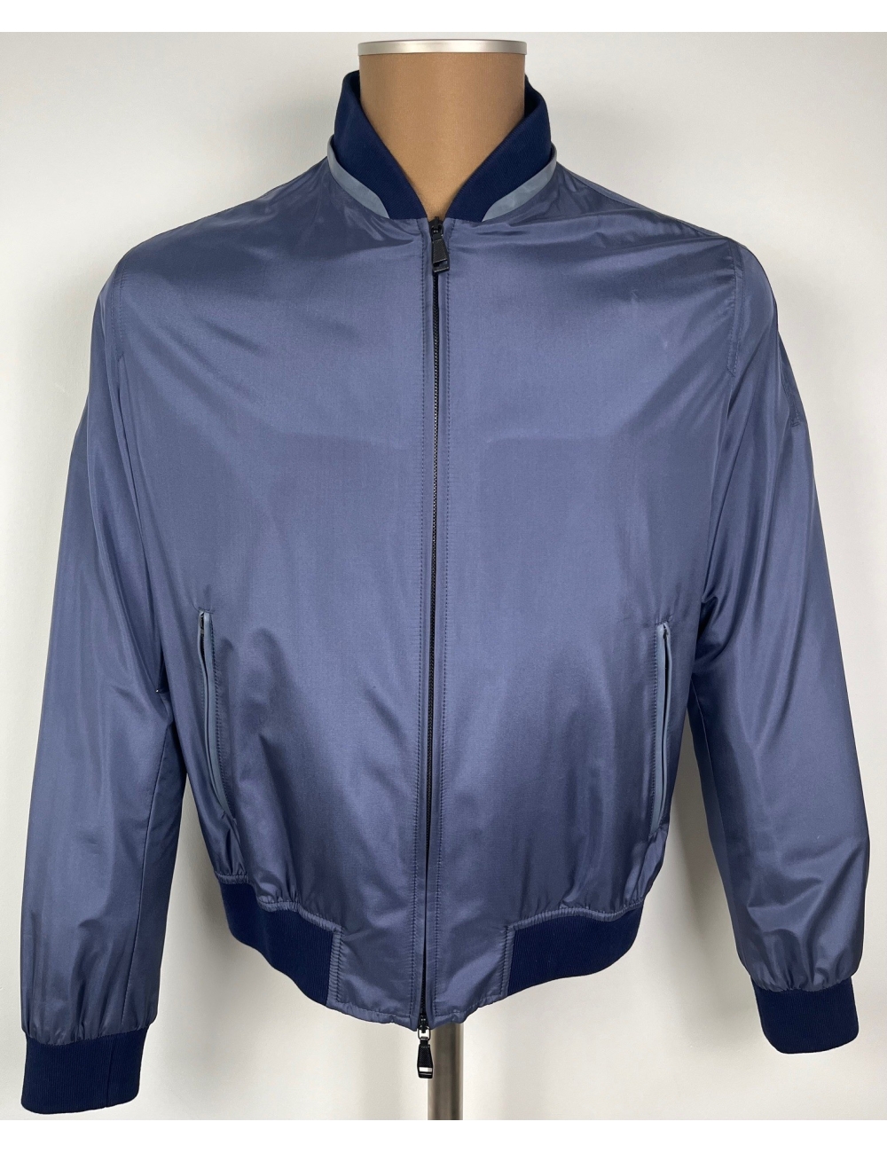 Blouson léger sport type bomber, bleu