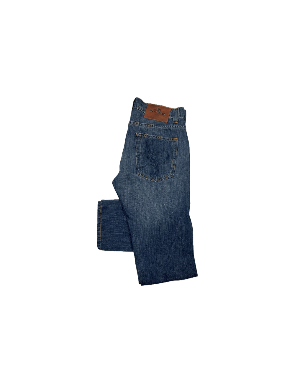 Jeans bleu tissu léger, coupe slim, 61% coton et 39% lin