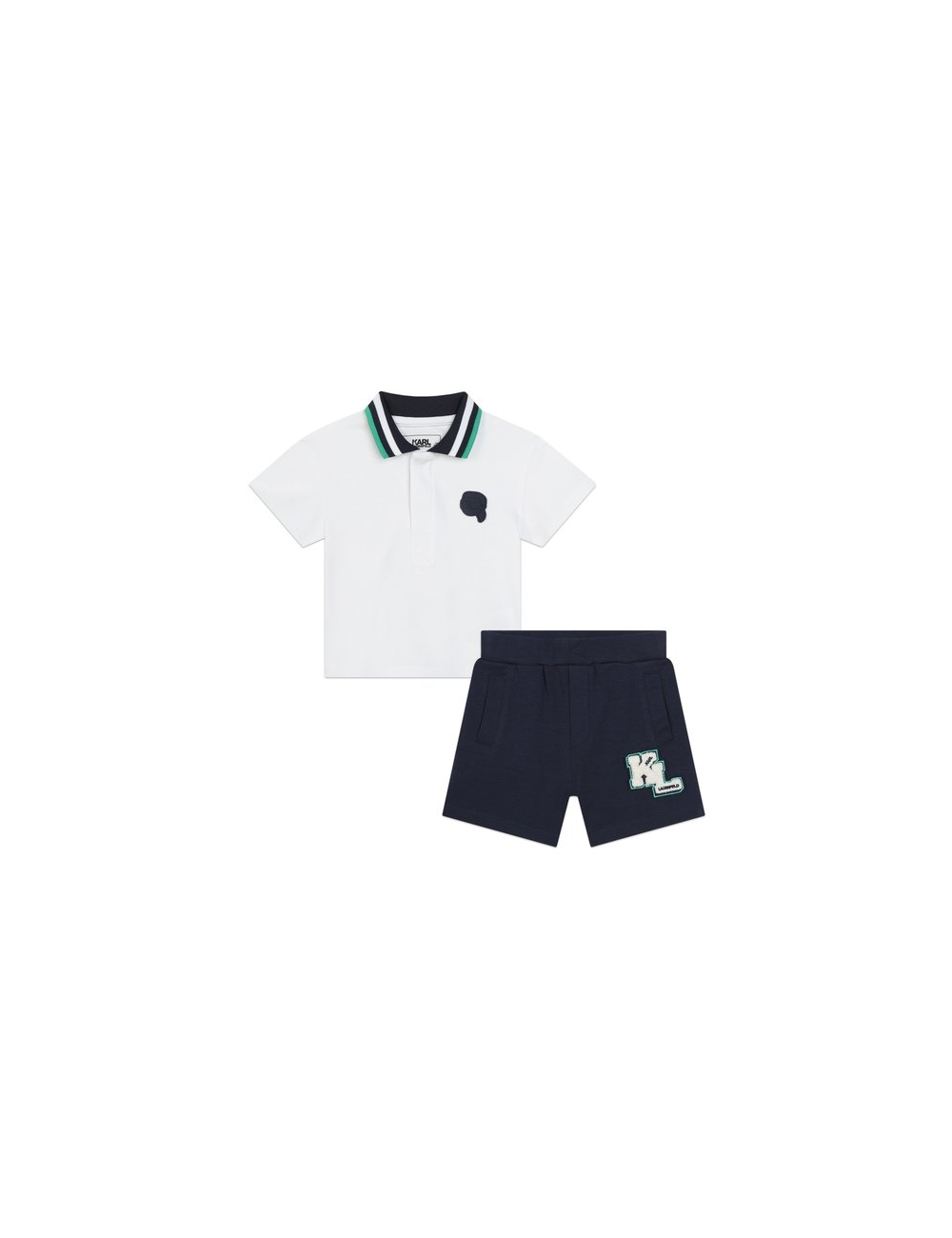 Ensemble polo blanc & short marine