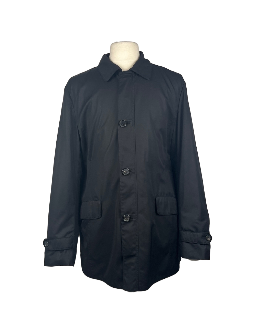 Blouson 3/4 noir 100% soie, finitions daim