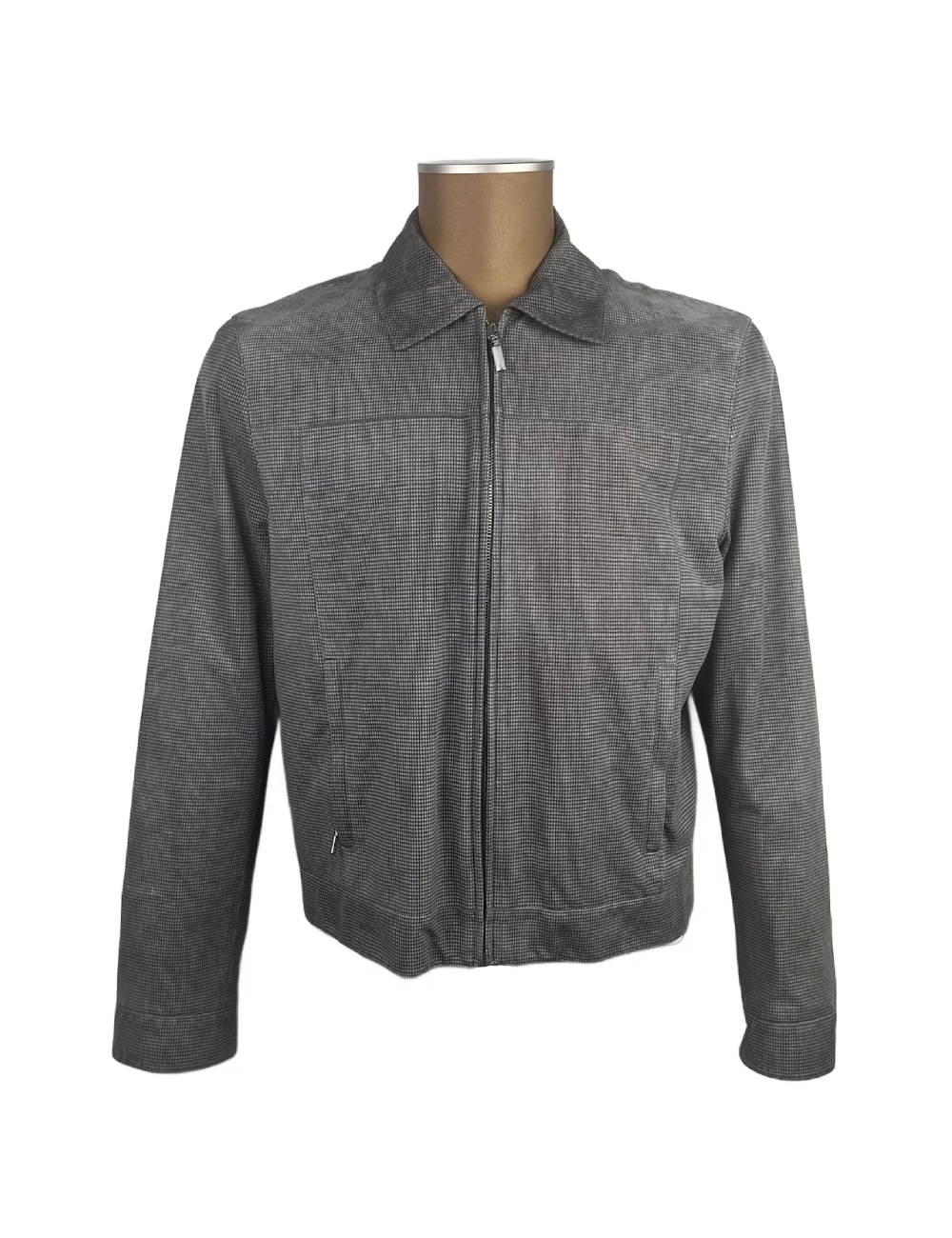 Blouson gris et marron, daim