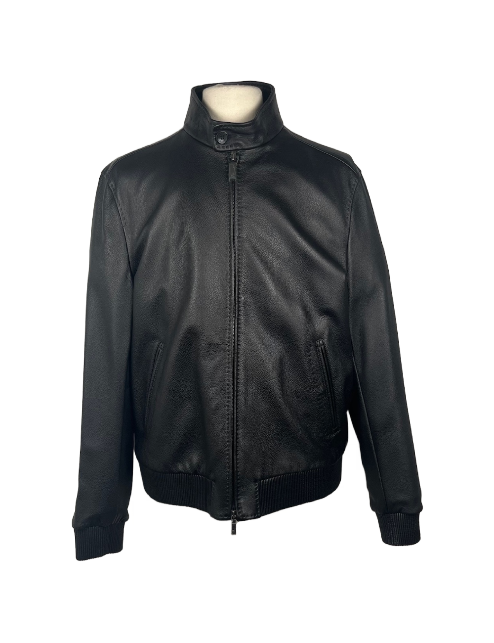 Blouson noir, cuir de cerf