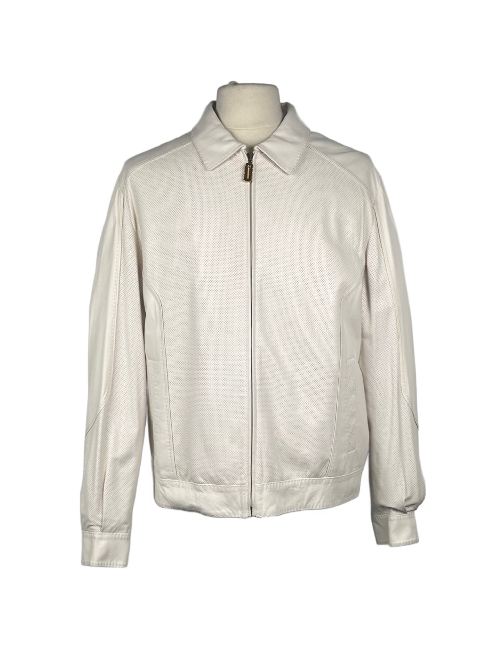 Blouson blanc écru en cuir d’agneau