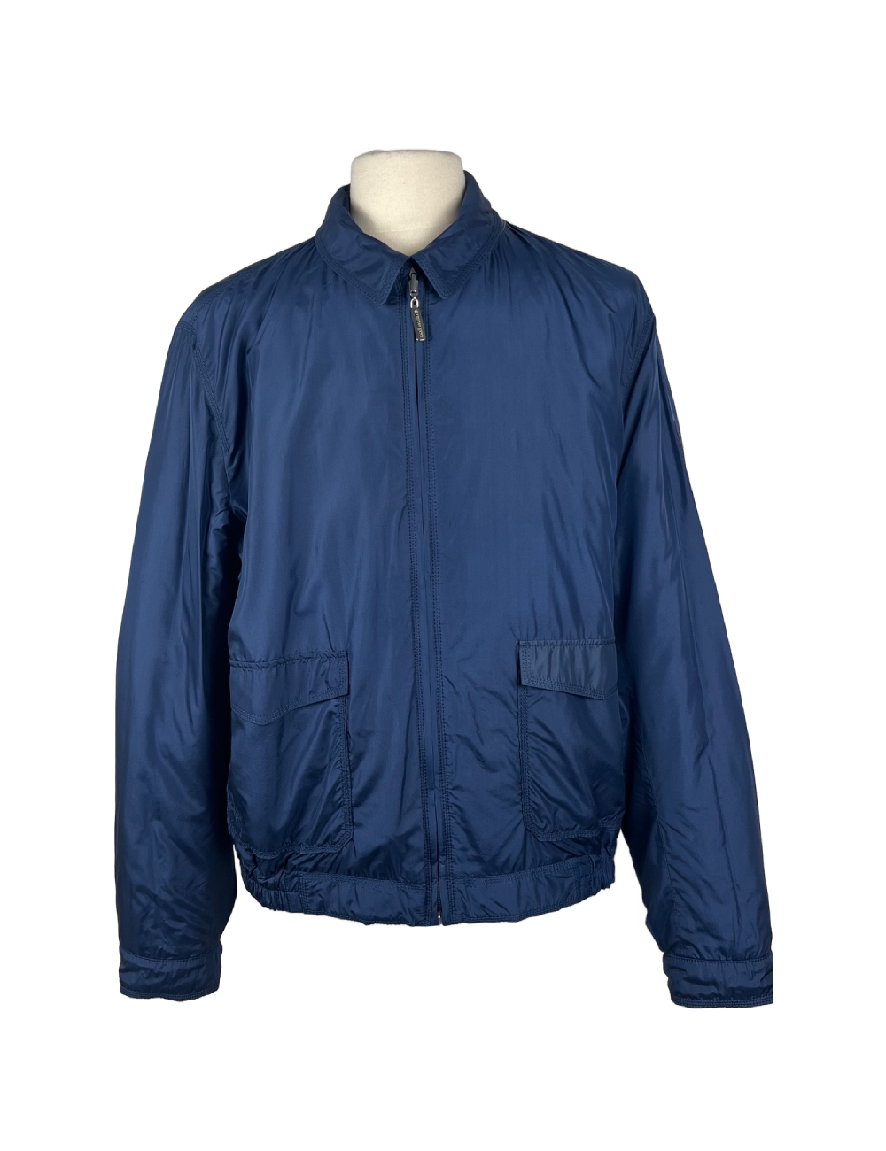 Blouson léger réversible bleu, 100% soie