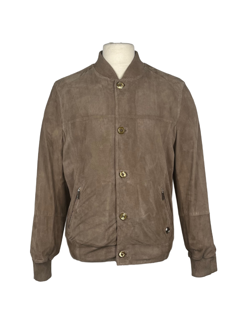 Blouson léger beige marron en daim