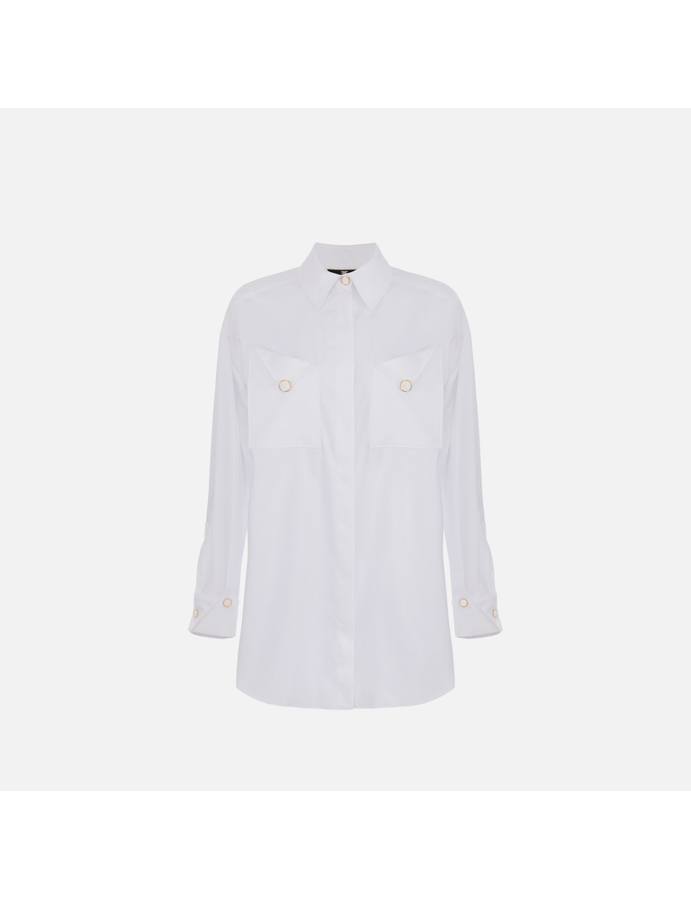 Chemise en popeline de coton avec poches, blanc