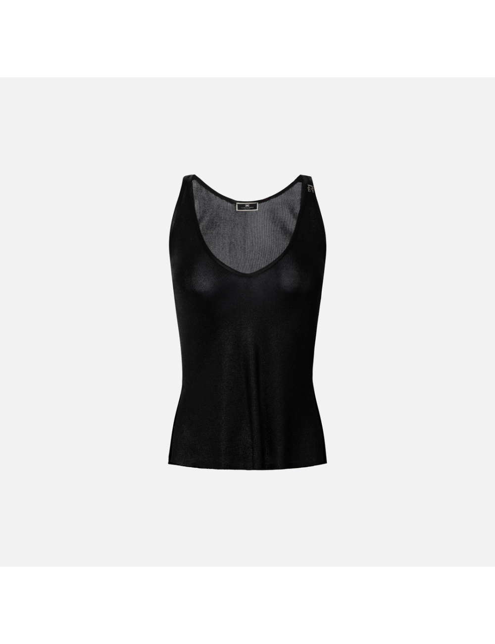 Top en viscose laminée avec breloques, noir