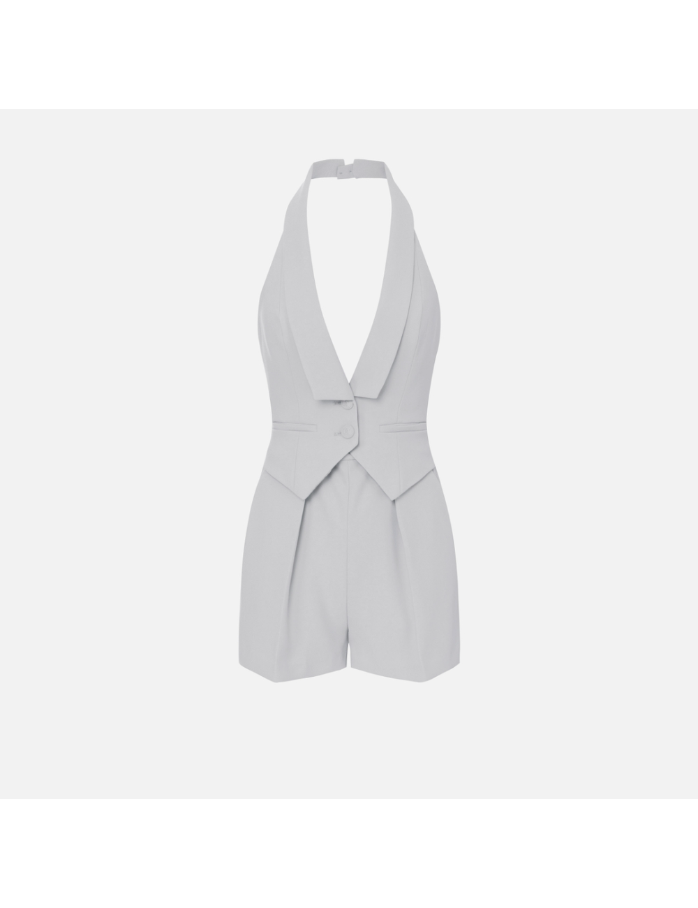 Combinaison courte en crêpe avec gilet, gris