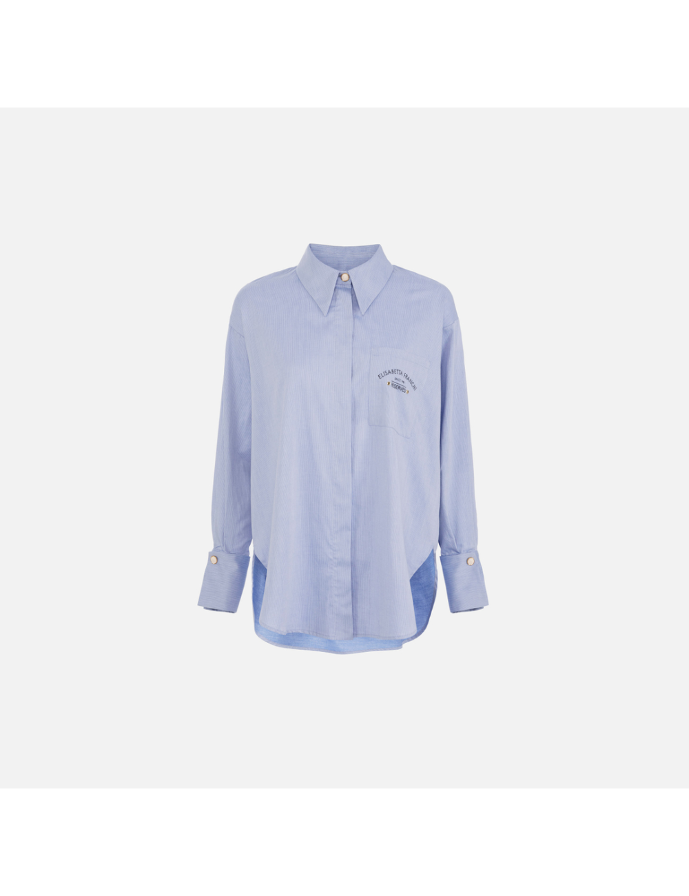 Chemise évasée en popeline de coton avec broderie logo, bleu