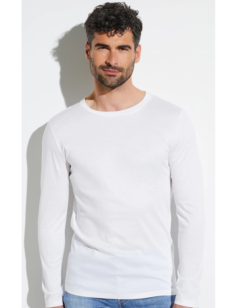 Tshirt 286 sea island. Col rond, manches longues, Blanc