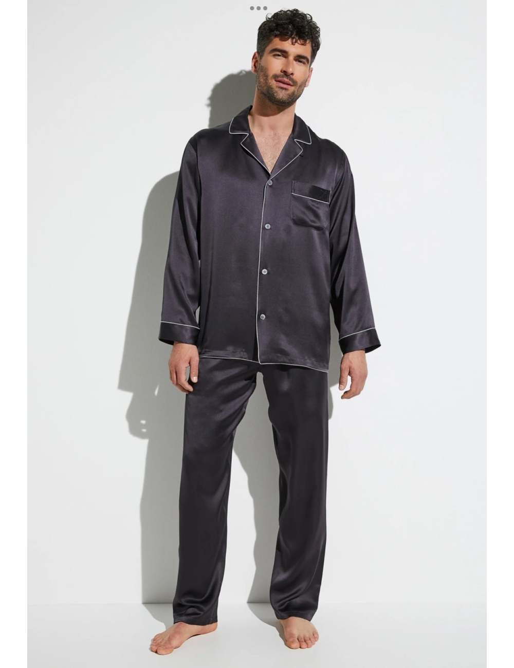 Pyjama soie long, anthracite