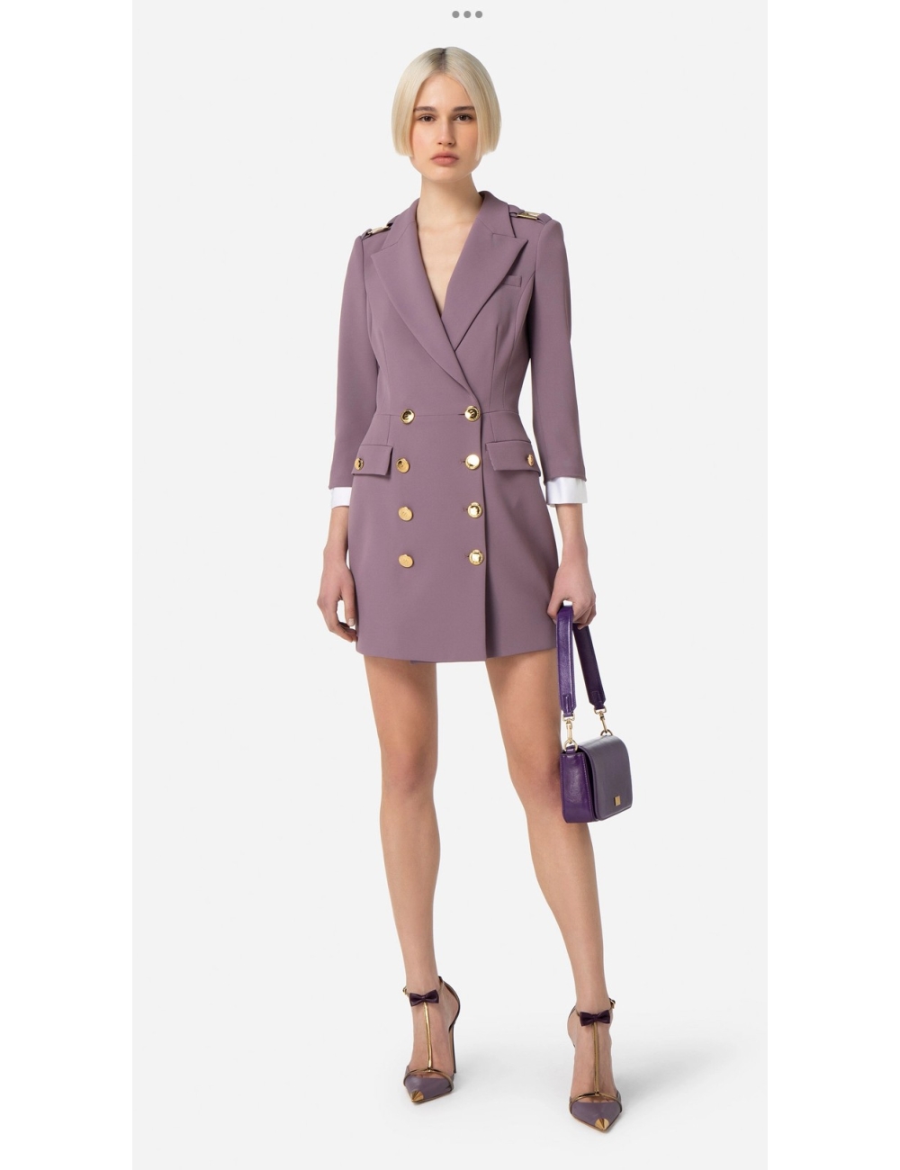 Robe-manteau en double crêpe, violet