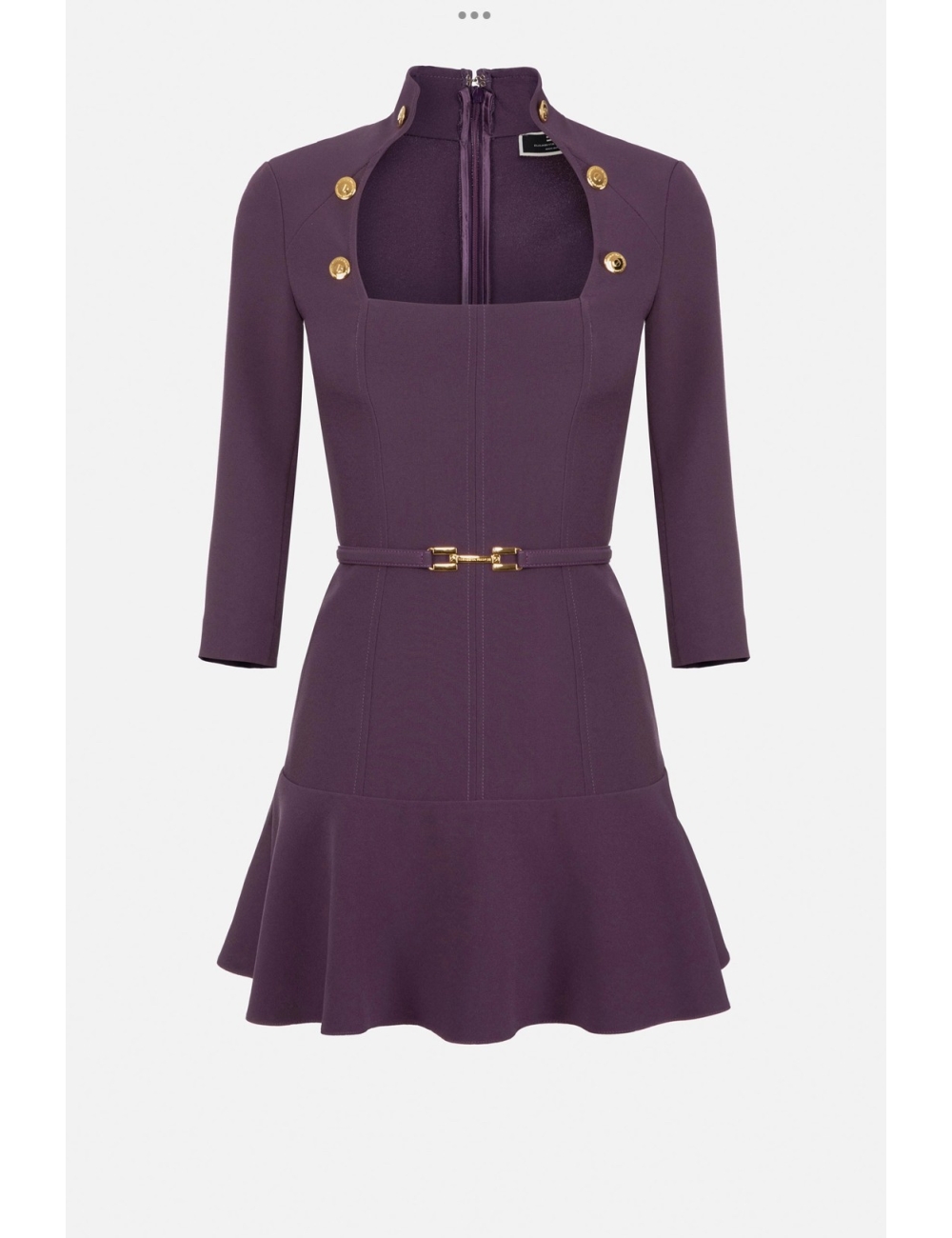 Mini-robe en crêpe stretch avec ceinture à mors, mauve