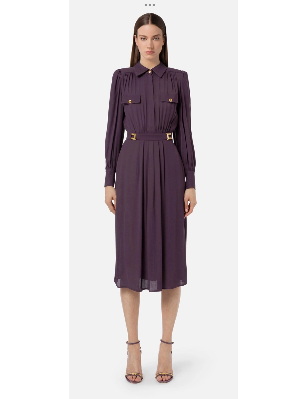 Robe chemisier en georgette avec plaques à logo, mauve