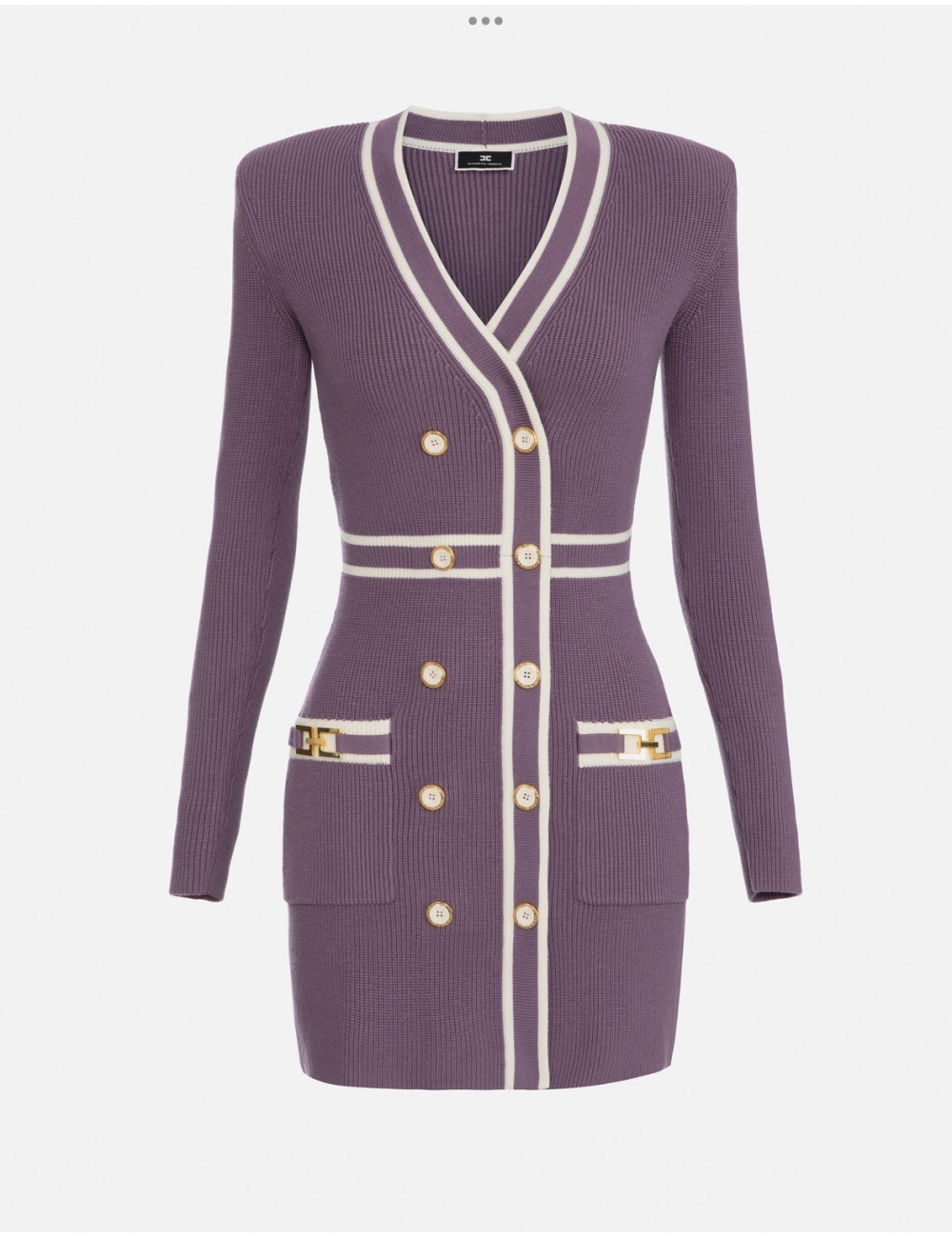 Robe-manteau en tricot avec mors à logo, mauve