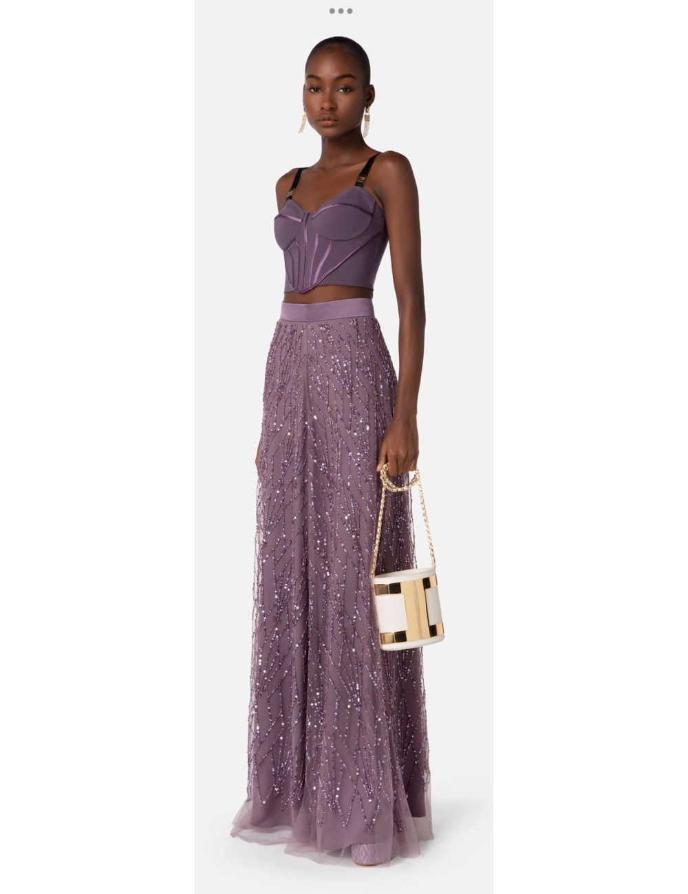 Jupe longue en tulle avec sequins, violette